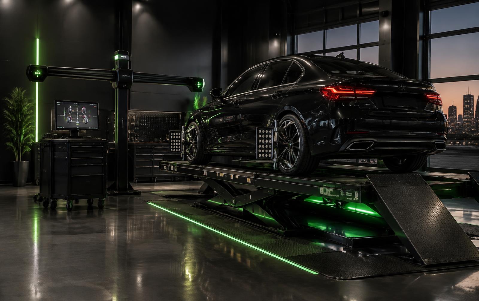 Veículo em alinhamento no centro automotivo Motori di Vita